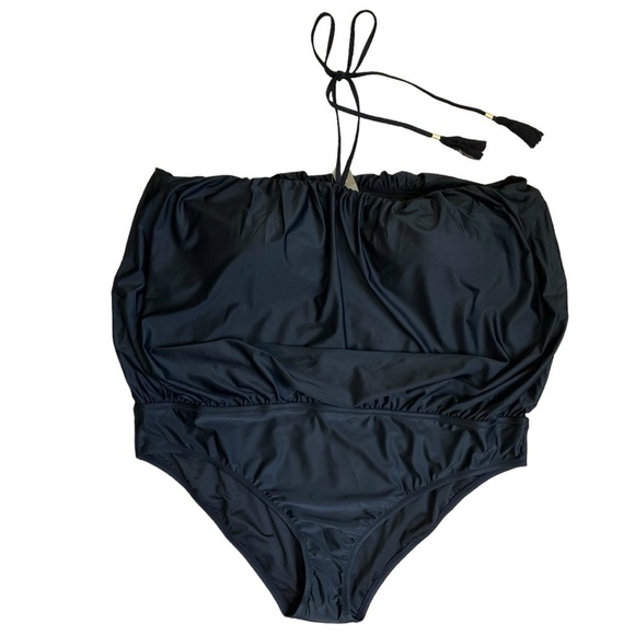 NWT J.Crew Draped Blouson One Piece Swimsuit Strapless Black Plus Size Sz 22 - Picture 6 of 16